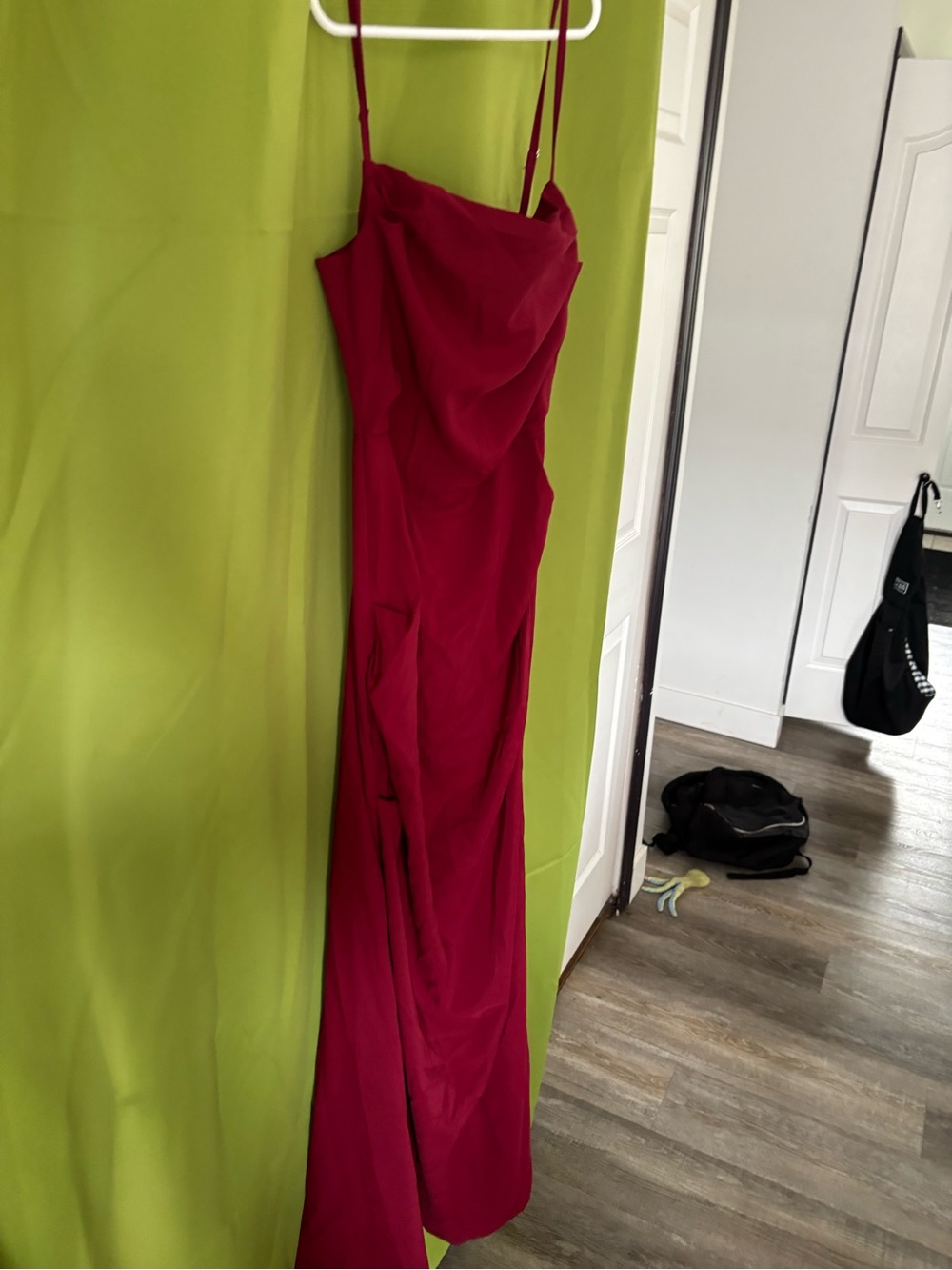 Elegant Red Slip Dress with Cowl Neck